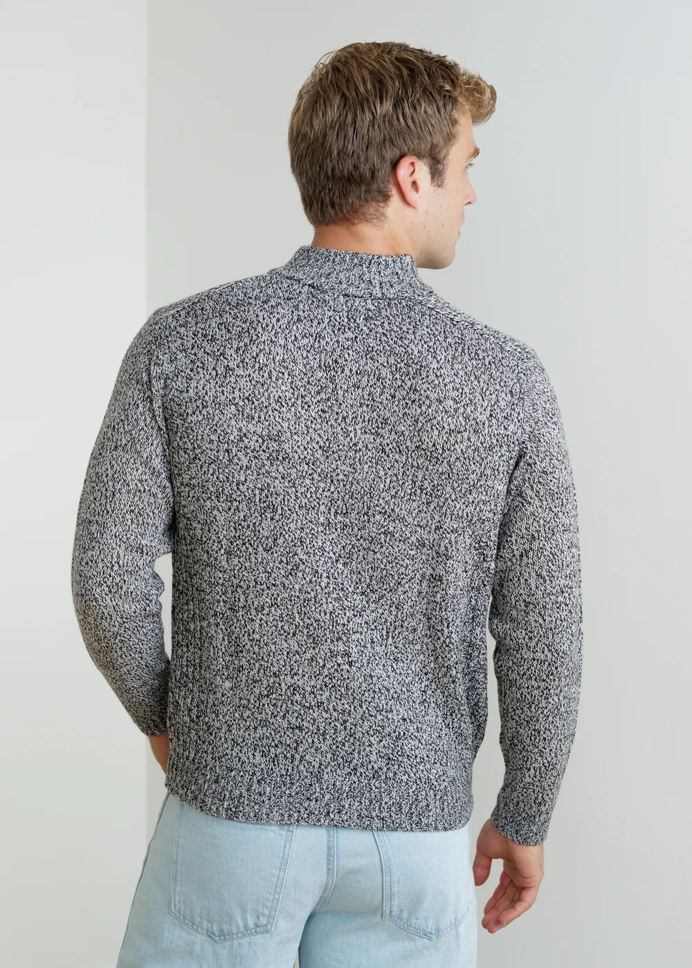 Influence Charcoal 1/2 Zip Funnel Neck Chunky Knit Jumper - M Image 2