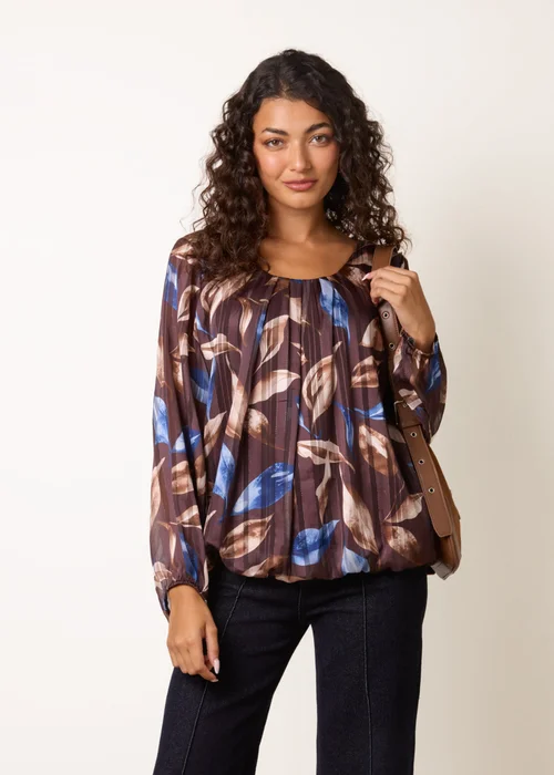 Blue Vanilla Multi Long Sleeve Scoop Neck Metallic Blouse - S/M Image 3