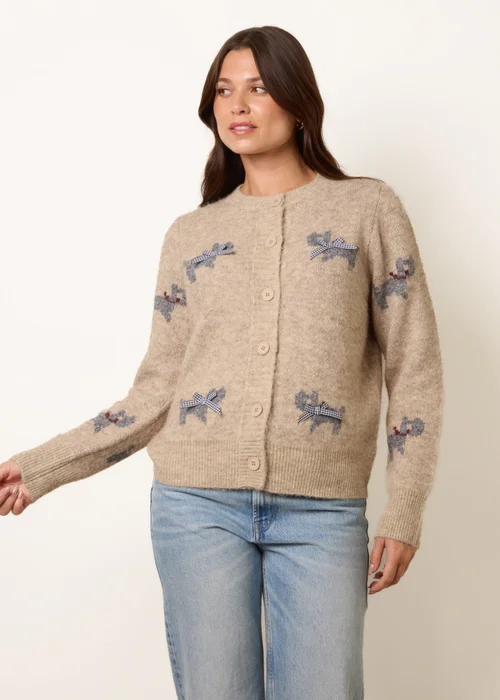 Blue Vanilla Stone Dog Button Down Cardigan With Bows - S Image 1