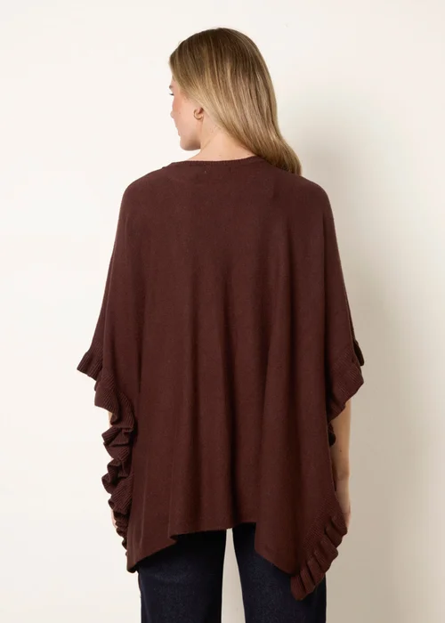 Blue Vanilla Brown Frill Detail Pocket Cape - One Size Image 4