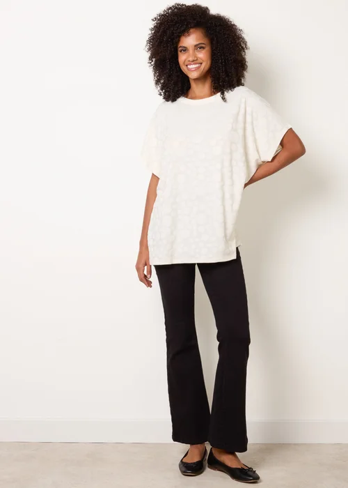 Blue Vanilla Ivory Textured Bubble Print Top - S/M Image 1