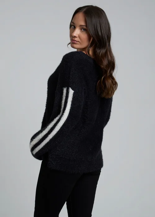 Influence Black Crew Neck Long Sleeve Stripe Knitted Jumper - 10 Image 2