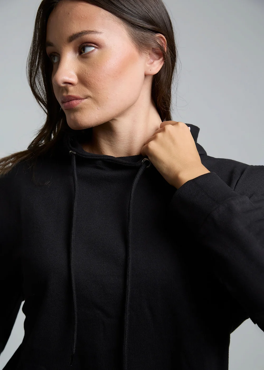 Influence Black Cotton Frill Hem Hoody - 8 Image 3