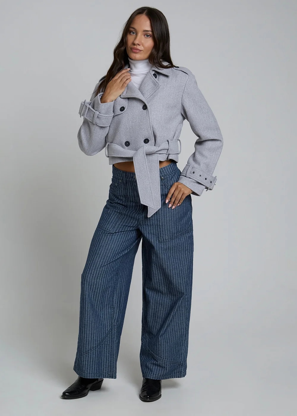 Influence Stone Long Sleeve Cropped Trench-Style Jacket - 10 Image 4