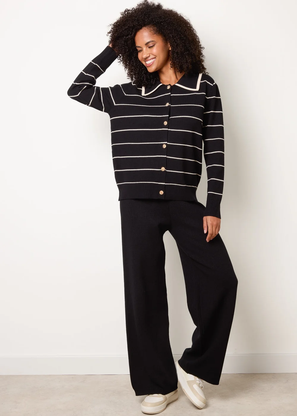 Blue Vanilla Black Stripe Knit Co-Ord Set - M/L Image 1