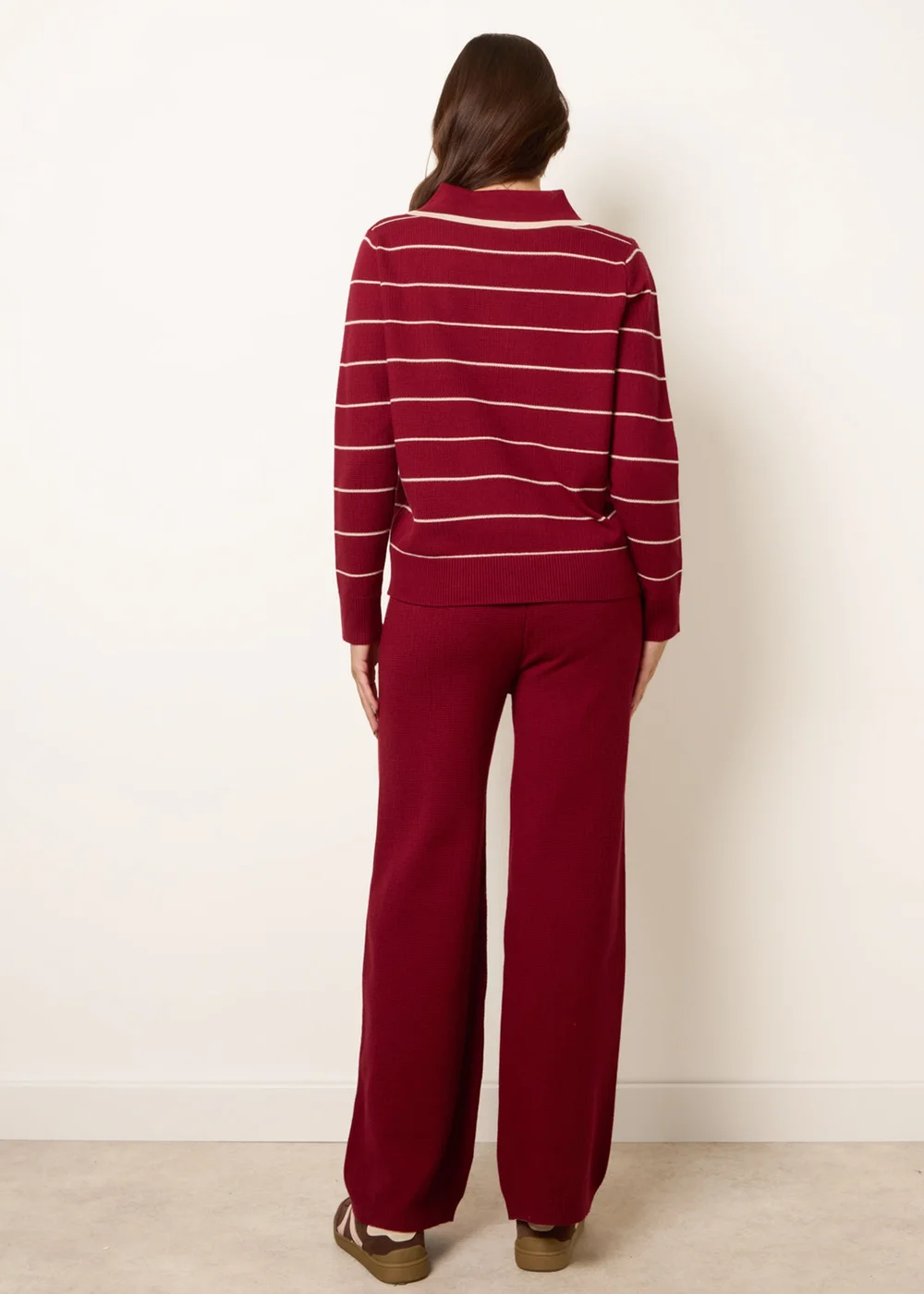 Blue Vanilla Burgundy Stripe Knit Co-Ord Set - M/L Image 4