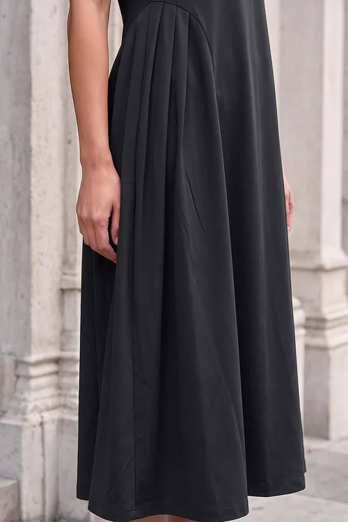 Roman Black Side Pleat Detail Dress - 18 Image 4