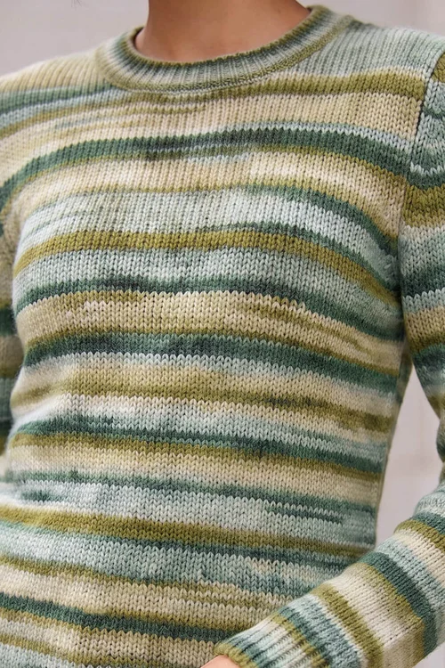 Roman Green Wool Blend Striped Stretch Jumper - 18 Image 4
