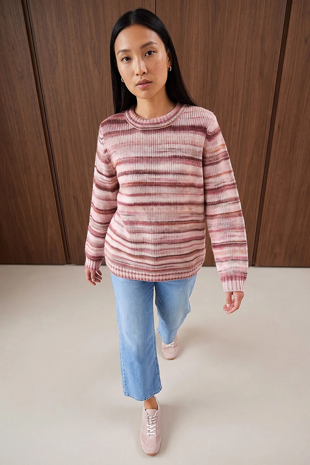 Roman Pink Wool Blend Striped Stretch Jumper - 16 Image 3