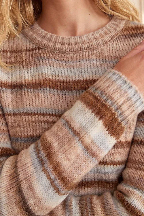 Roman Neutral Wool Blend Striped Stretch Jumper - 20 Image 4