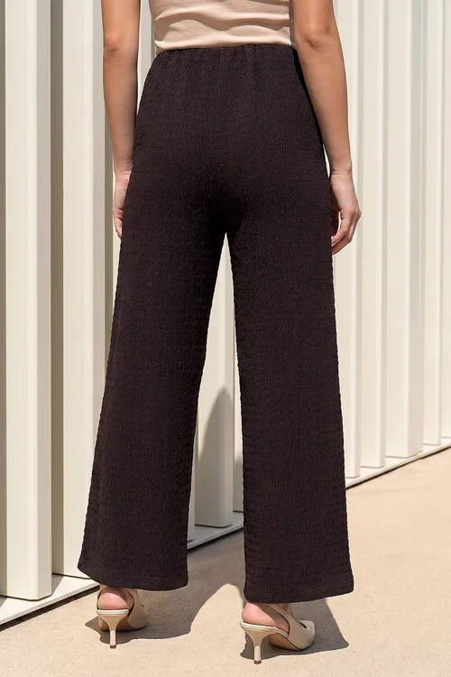 Roman Chocolate Petite Textured Stretch Trouser - 16 Image 3