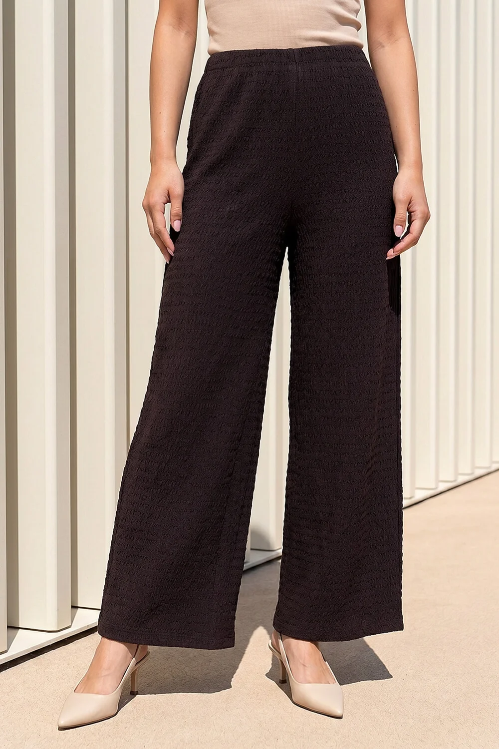 Roman Chocolate Petite Textured Stretch Trouser - 16 Image 2