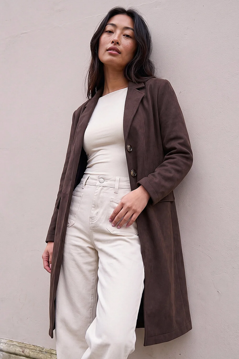 Roman Dark Brown Petite Faux Suede Jacket - 10 Image 1