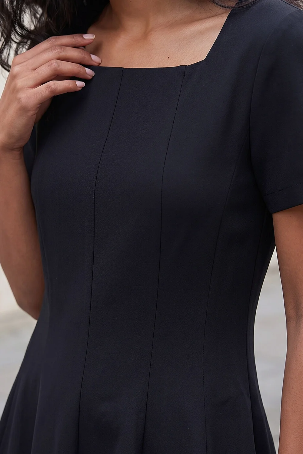 Roman Black Square Neck Panel Dress - 20 Image 4