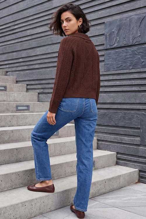 Roman Chocolate Chunky Cable Cardigan - 18 Image 4
