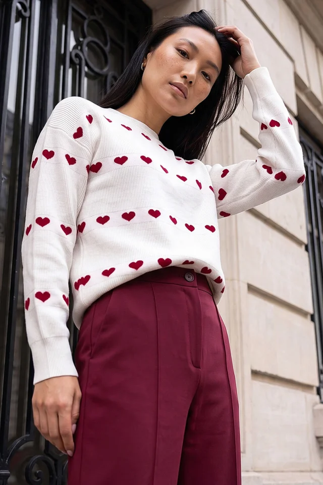 Dusk Ivory Heart Relaxed Fit Jumper
