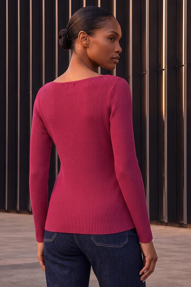 Roman Bordeaux Chain Neck Jumper