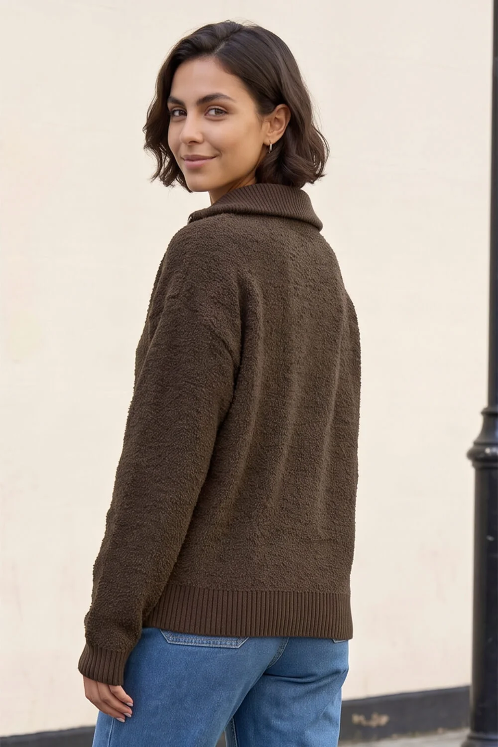 Roman Chocolate Fleece Knit Zip Up Jumper - 12 Image 2