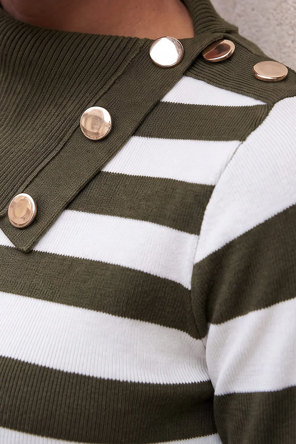 Roman Khaki Button Stripe Knit Jumper - 10 Image 4