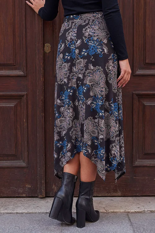 Roman Blue Hanky Hem Print Skirt - 18 Image 3