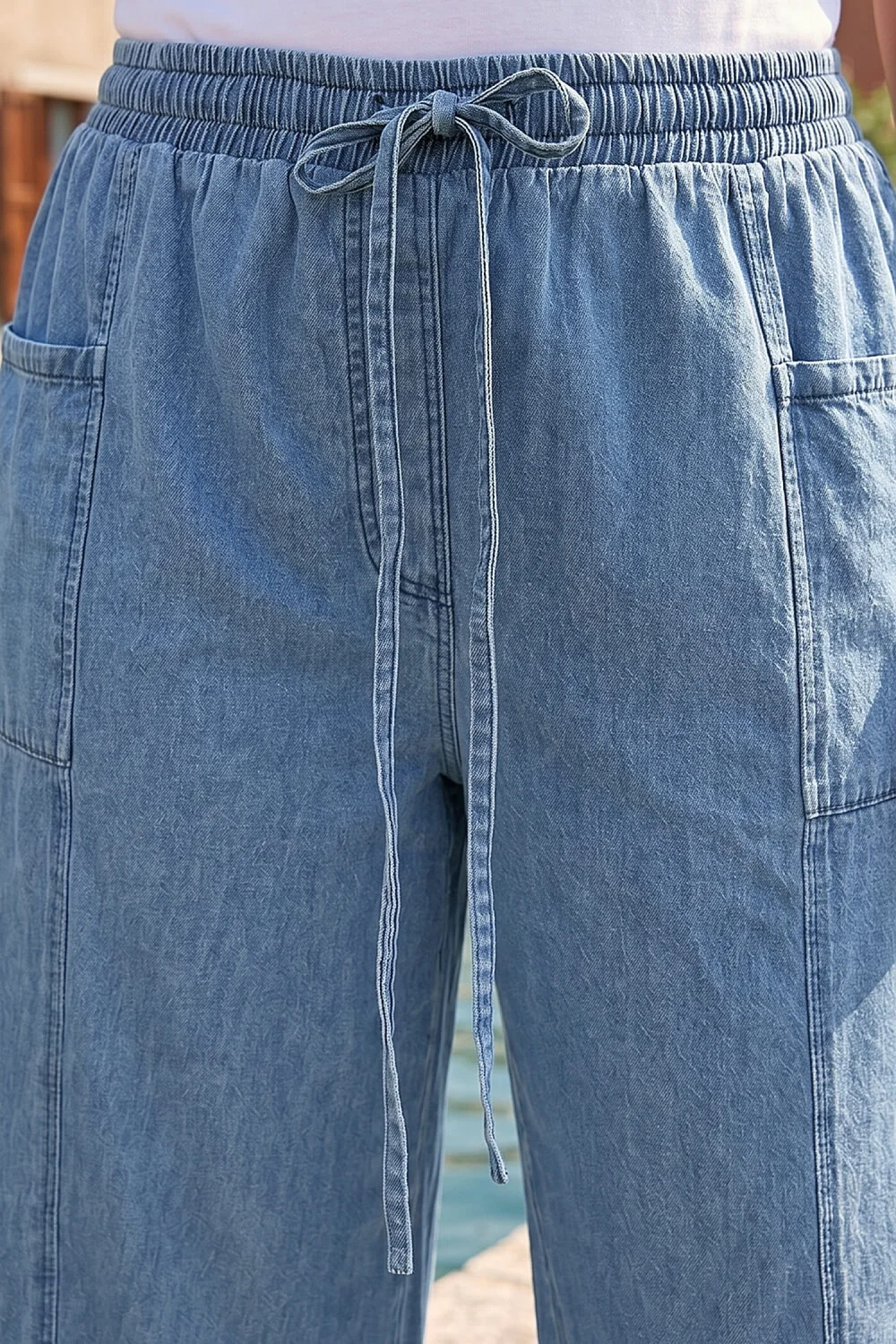 Roman Denim Curve Tie Waist Pocket Trouser - 20 Image 4