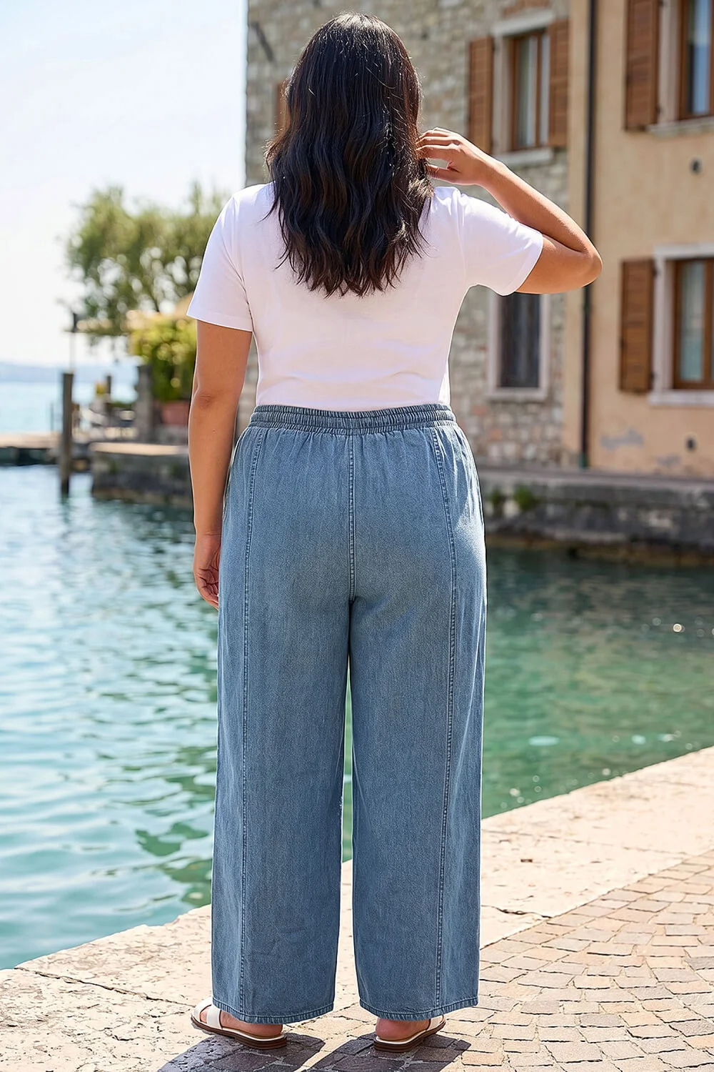 Roman Denim Curve Tie Waist Pocket Trouser - 20 Image 3