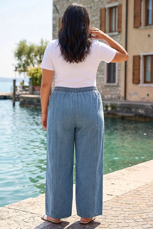 Roman Denim Curve Tie Waist Pocket Trouser - 20 Image 3