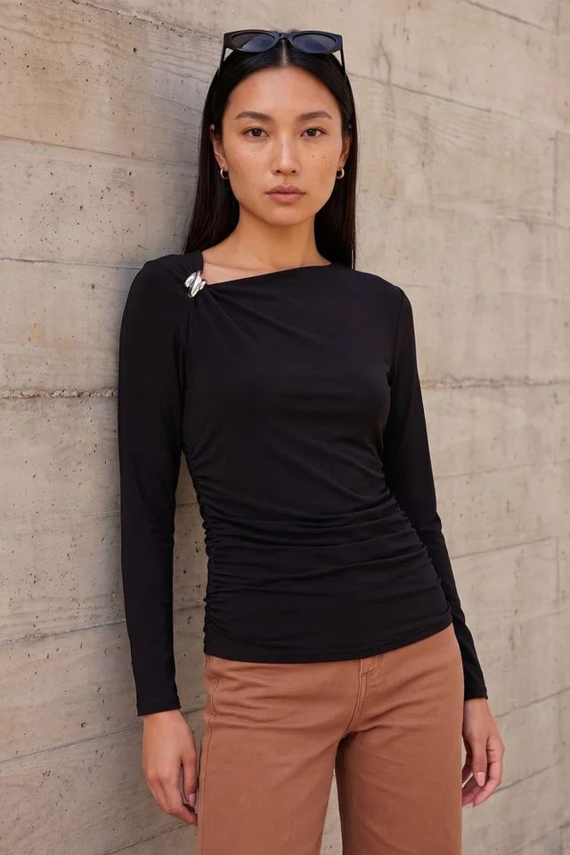 Roman Black Trim Detail Top