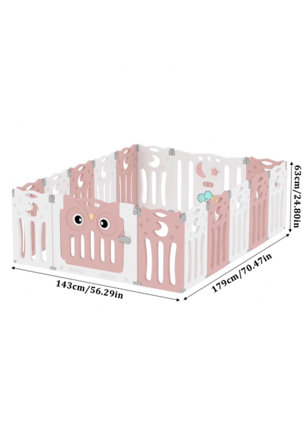 Kidkid White Foldable 16 Panel Baby Safety Playpen, 179x143x63cm - One Size Image 2