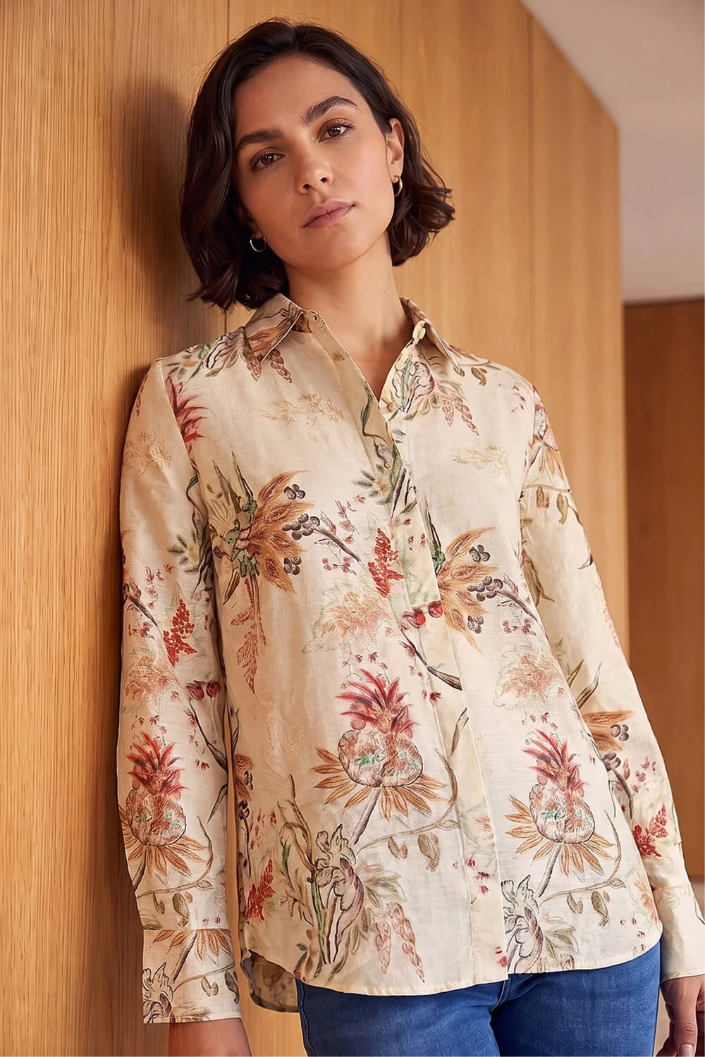 Roman Cream Floral Collared Shirt - 18 Image 4