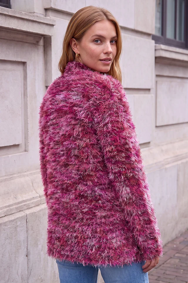Roman Bordeaux Multi Fluffy Cardigan