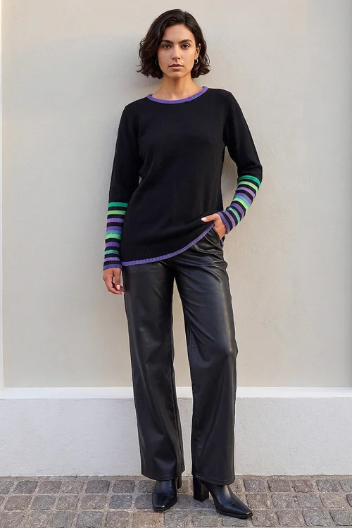 Roman Green Contrast Stripe Detail Knit Jumper - 12 Image 2