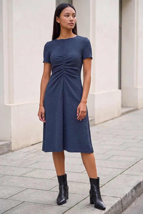 Roman Grey Petite Ruched Dress - 16 Image 3