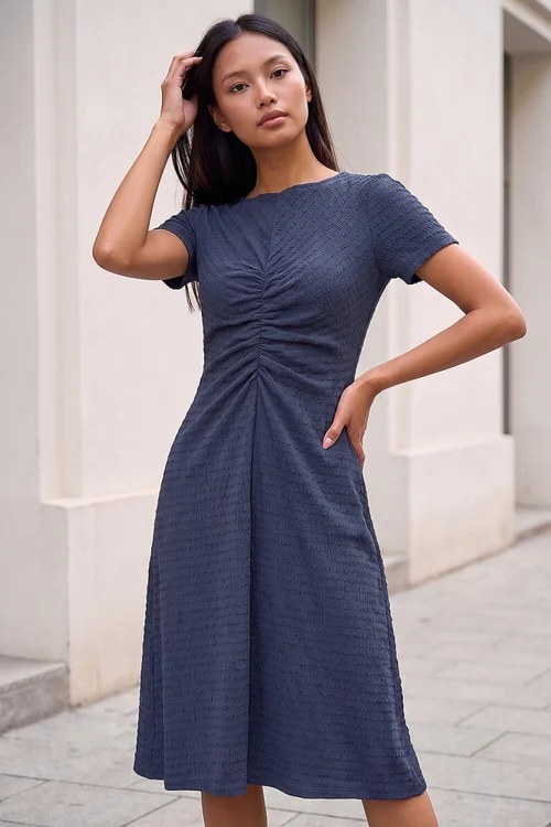 Roman Grey Petite Ruched Dress - 16 Image 1