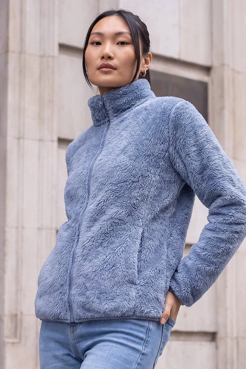 Roman Steel Blue Sherpa Fleece Jacket - S Image 2