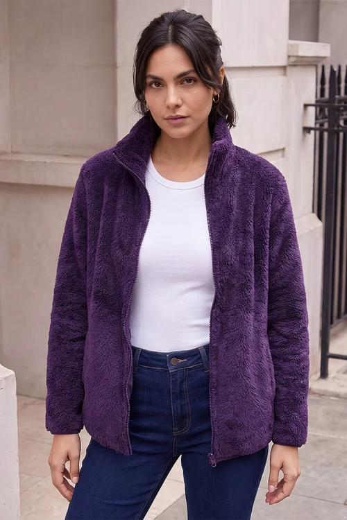 Roman Purple Sherpa Fleece Jacket - XL Image 1