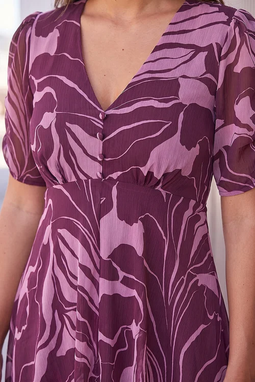 Roman Plum Abstract Hanky Hem Dress - 14 Image 4