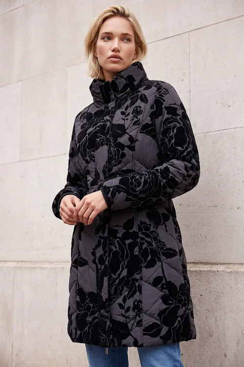Roman Black Rose Flocked Coat - 20 Image 1