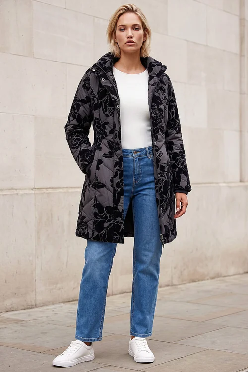 Roman Black Rose Flocked Coat - 20 Image 2
