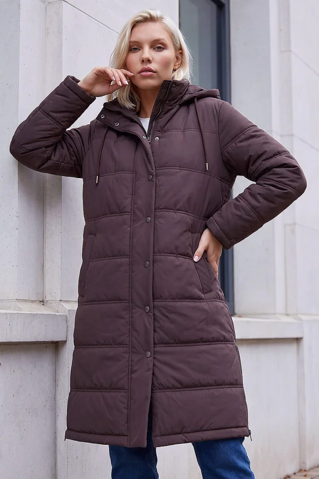 Roman Chocolate Petite Oversized Puffer Coat