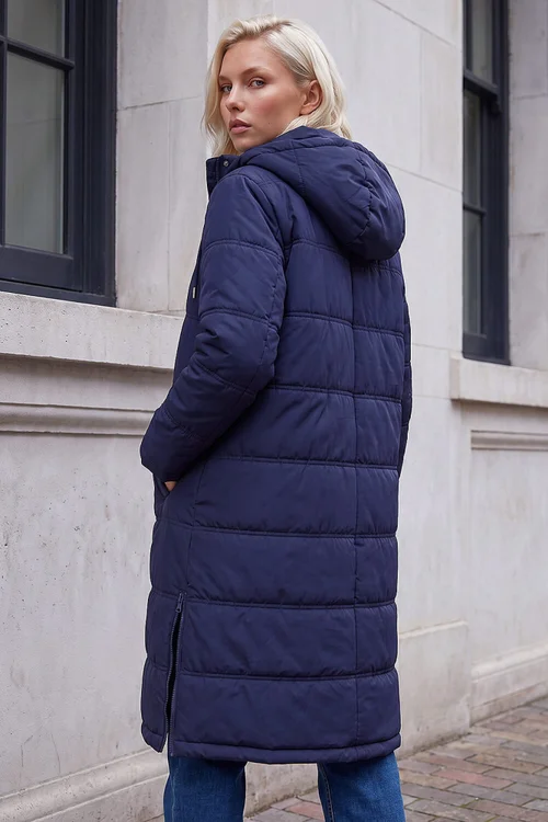 Roman Navy Petite Oversized Puffer Coat - 12 Image 3
