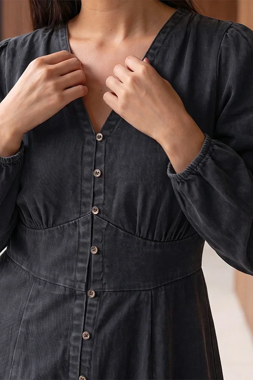 Roman Black Button Through Midi Dress - 18 Image 4