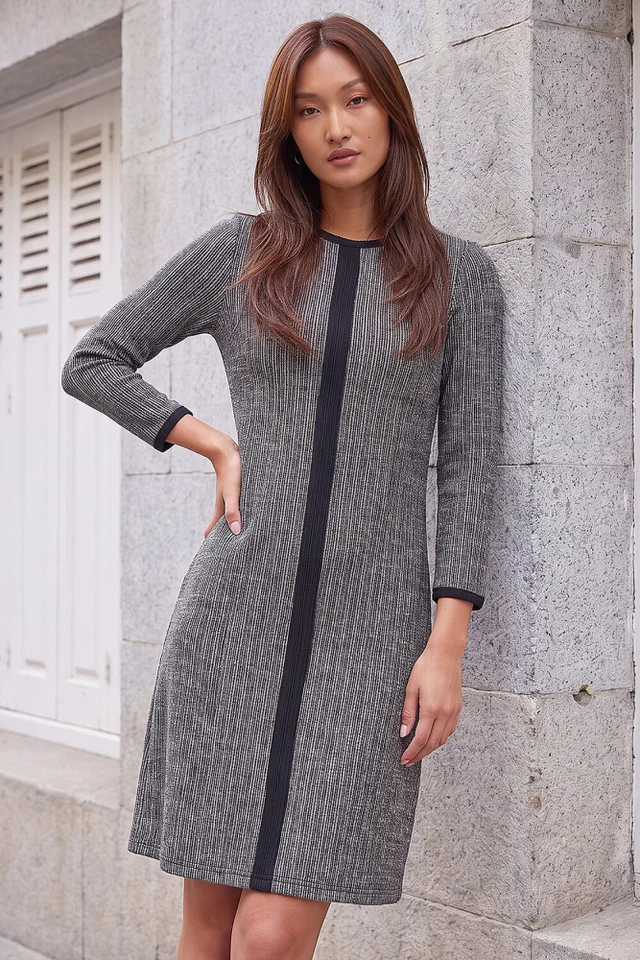 Roman Grey Textured Border Dress