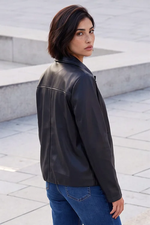 Roman Black Petite Faux Leather Button Jacket - 18 Image 3