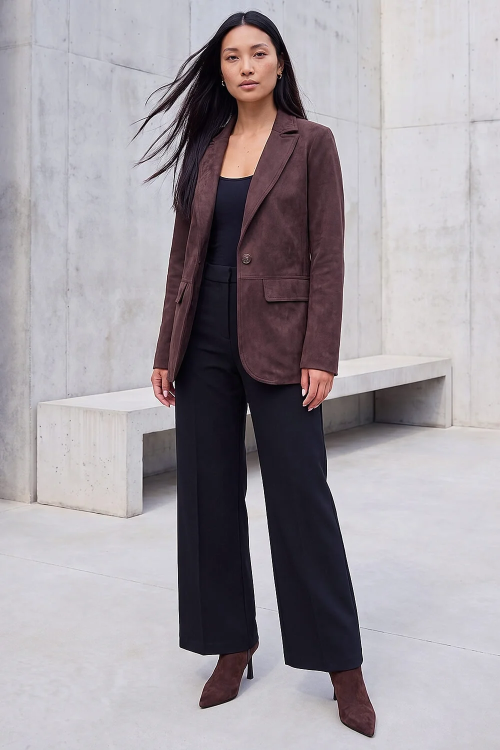 Roman Chocolate Suedette Lined Blazer - 10 Image 2
