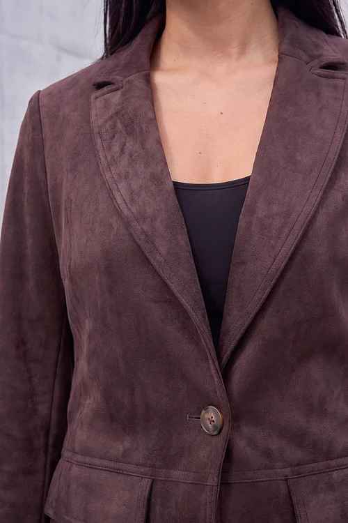 Roman Chocolate Suedette Lined Blazer - 10 Image 4