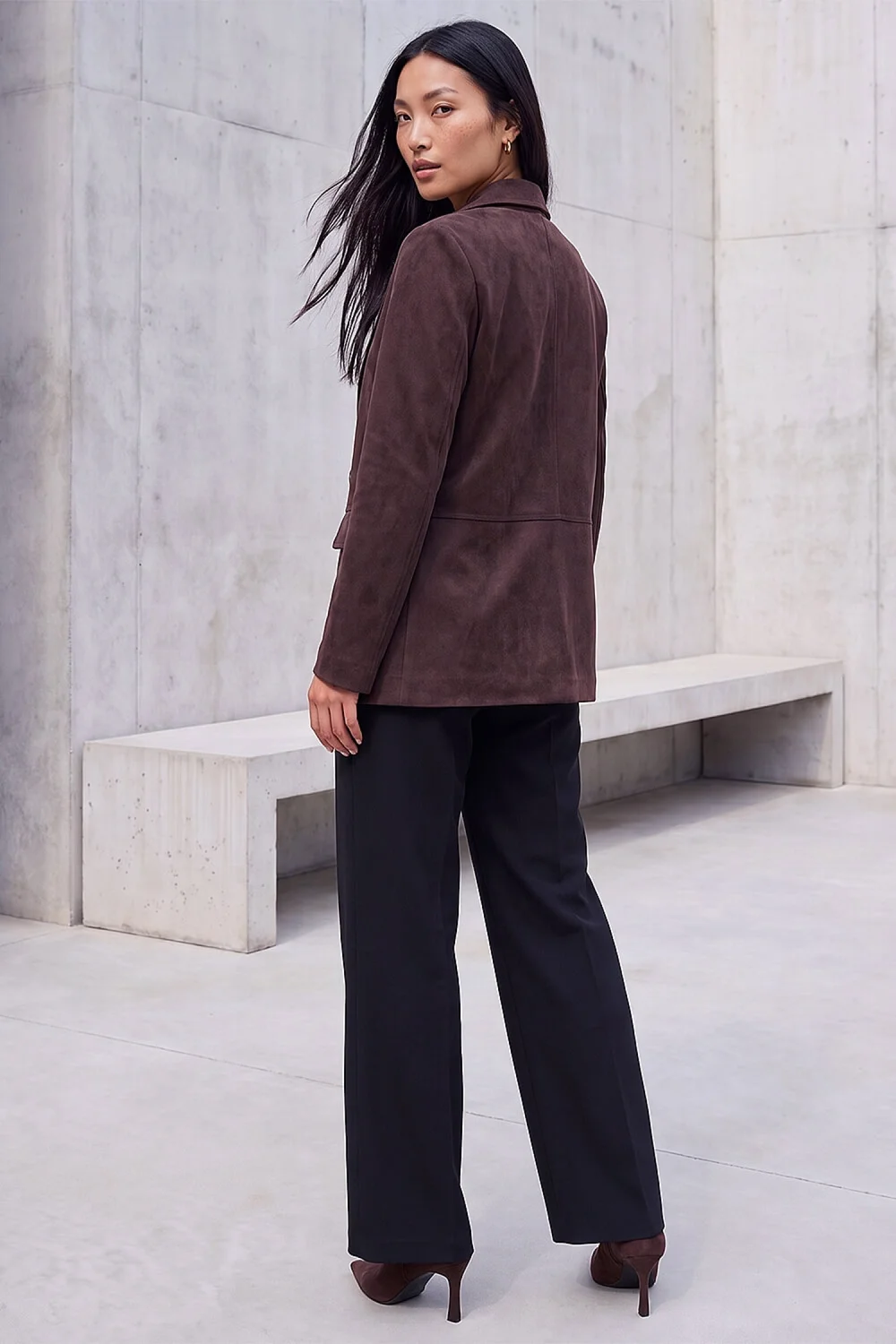 Roman Chocolate Suedette Lined Blazer - 10 Image 3