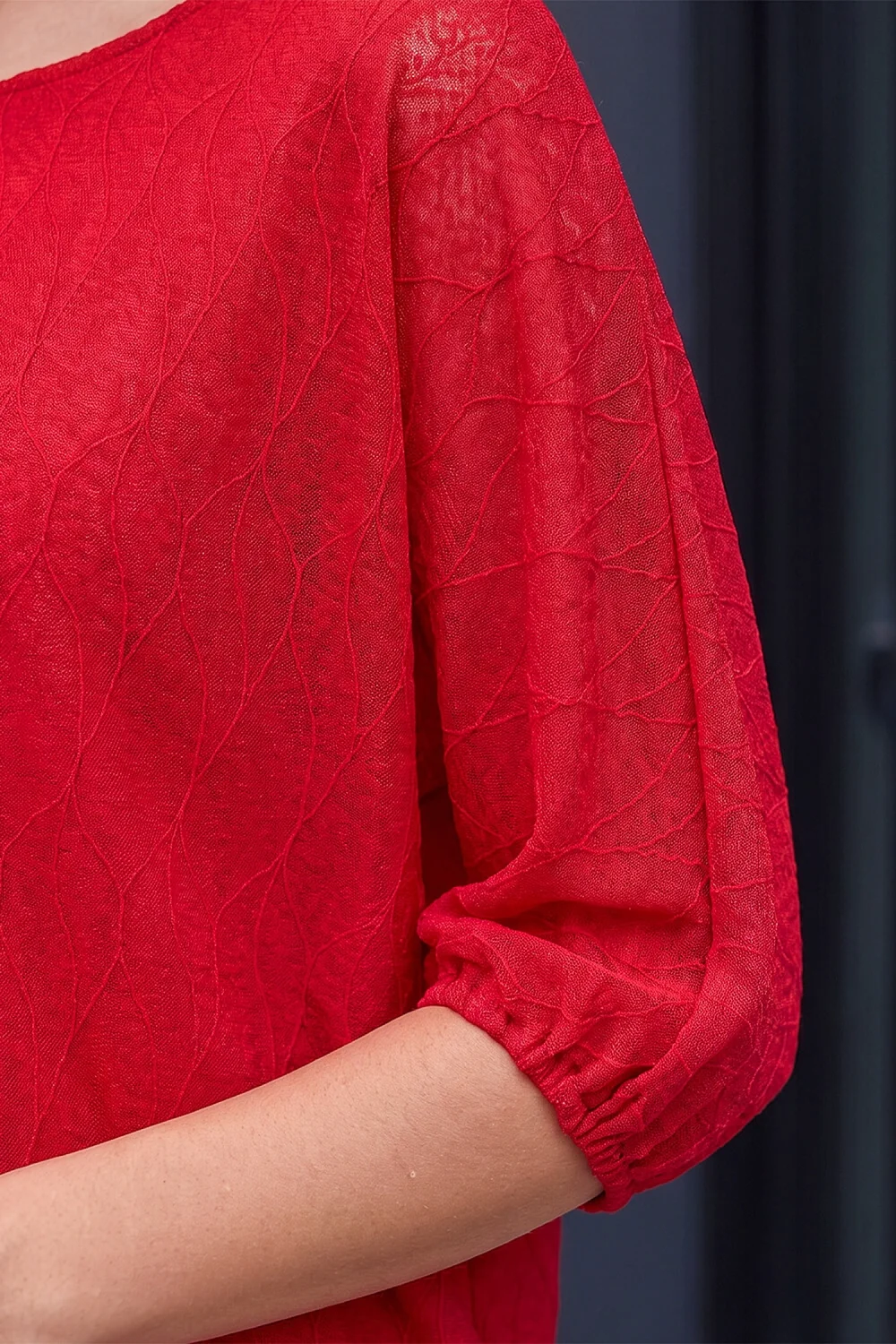 Roman Red Mesh Bubble Hem Stretch Top - 12 Image 4