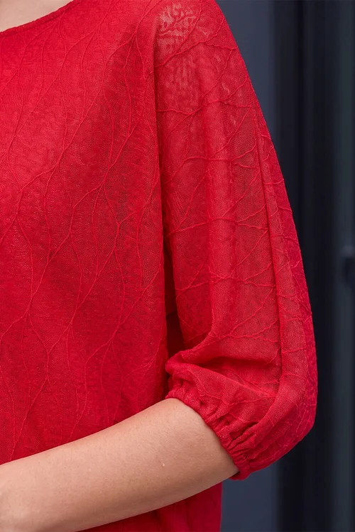 Roman Red Mesh Bubble Hem Stretch Top - 12 Image 4