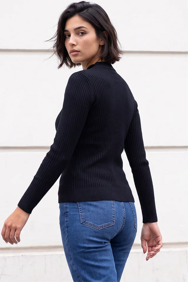 Roman Black Petite Cable Knit Turtleneck Jumper
